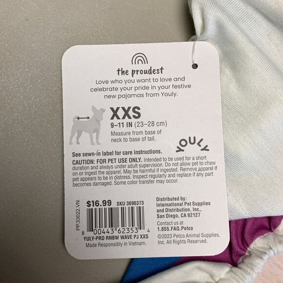 Youly Pride Collection XXS Pet Dog Pajamas Rainbow Print 9-11 In. The Proudest - Picture 4 of 4